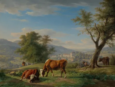 Weidende Tiere In Landschaft Bei Baden Baden