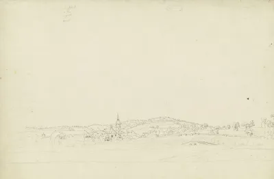 Weite Landschaft Mit Dorf Und Brucke