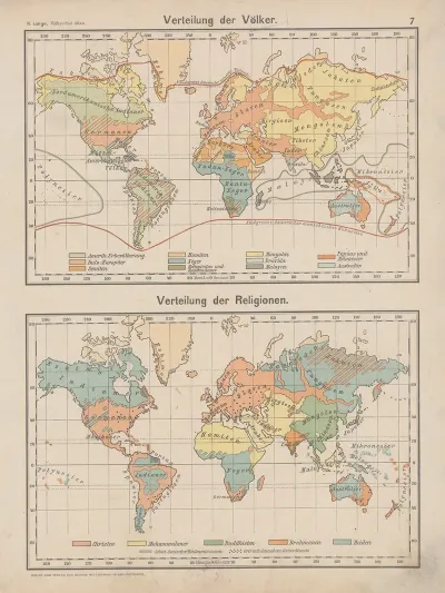 Weltkarte Zur Ubersicht Der Verteilung Der Volker Verteilung Der Religionen