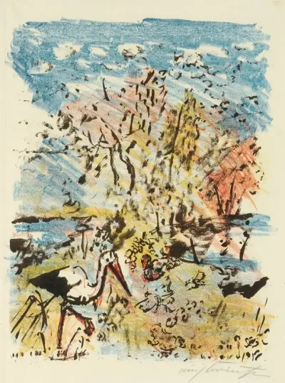 Wiese Mit Storch Und Frosch