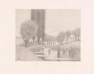 Wilgen En Populieren Langs Een Rivier