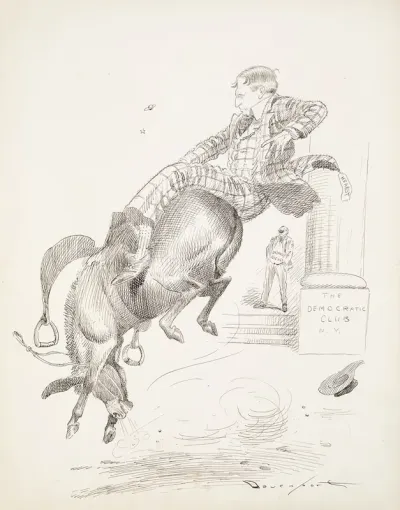 William Randolph Hearst About To Fall Off Of A Bucking Democrat Donkey In Front Of The Democratic Club N Y