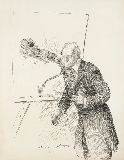 William Randolph Hearst Draws A Picture Of A Lizard With A Mans Head