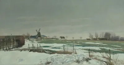Winter Landscape With A Windmill