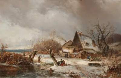 Winter Landscape With Farmstead