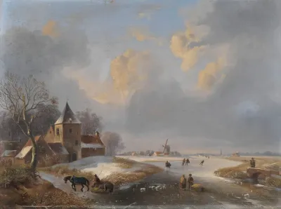 Winter Landscape With Ice Skaters 3
