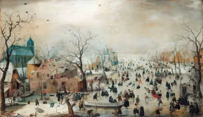 Winter Landscape With Ice Skaters