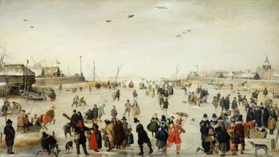 Winter Scene On A Frozen Canal