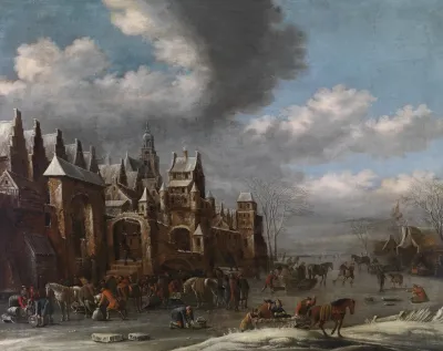 Winterlandschaft Mit Eislaufern