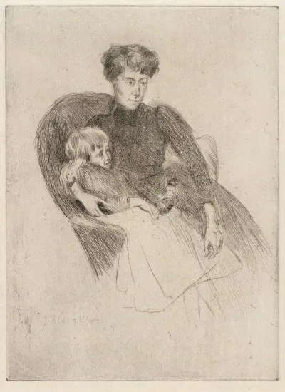 Woman And Child Seated Mother And Child With Toy
