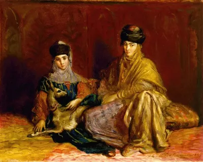 Woman And Little Girl Of Constantine With A Gazelle