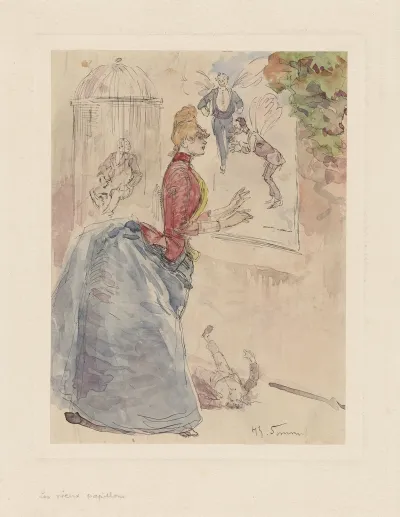 Woman At A Window Surrounded By Miniature Men