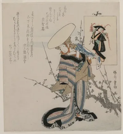 Woman By A Plum Tree Matched With The Wisteria Maiden From A Series Of Women Compared To Figures From Otsu Paintings
