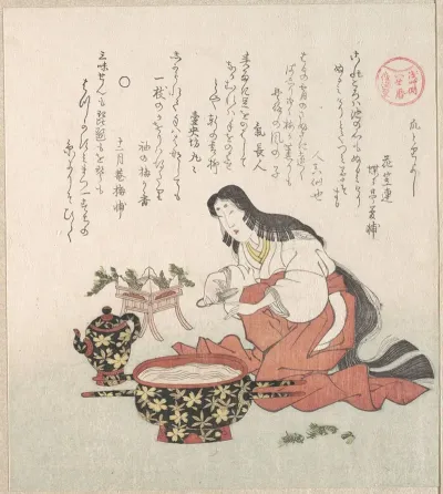 Woman Cutting Her Nails After Gathering Herbs