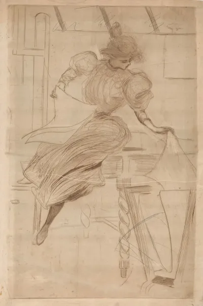 Woman Looking At Pictures In A Picture Stand 2