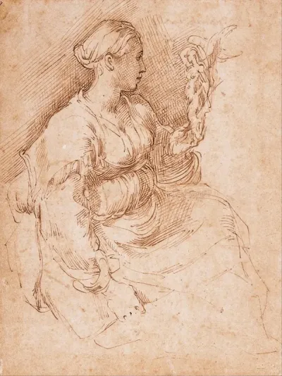 Woman Seated Holding A Statuette Of Victory
