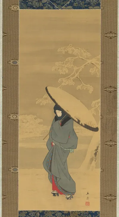 Woman Walking In The Snow