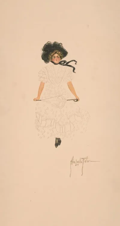 Woman With Parasol And Black Hat 2