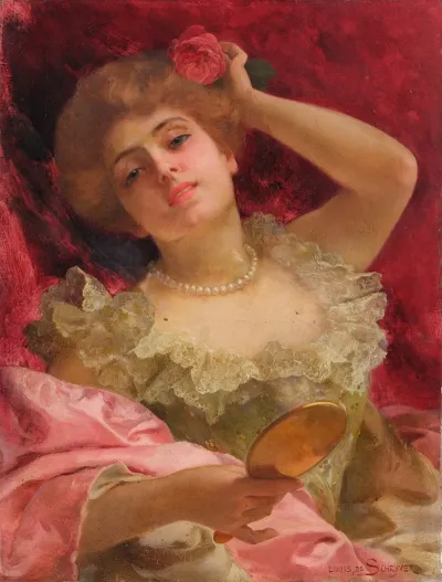 Woman With Pink Rose