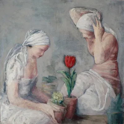 Women And Tulip