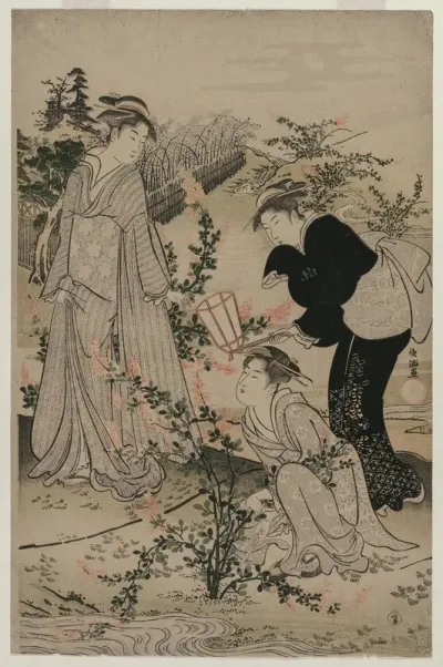 Women Cutting Branches Of Bush Clover The Noji Tama River In Omi Province From An Untitled Series Of The Six Tama Rivers