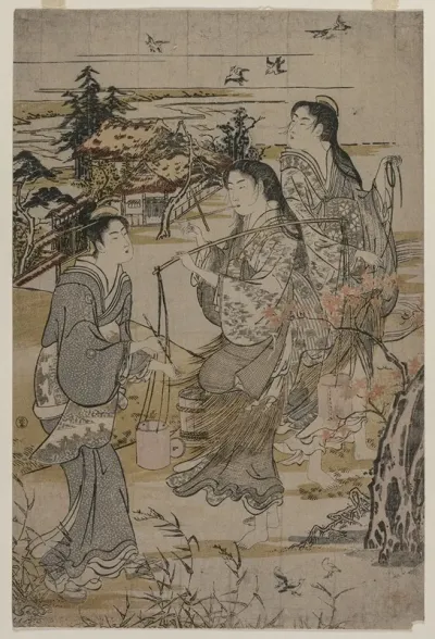 Women With Salt Pails The Noda Tama River In Mutsu Province From An Untitled Series Of The Six Tama Rivers