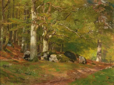 Woodland Scene With Deer