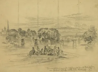 Wounded Soldiers Crossing The Rappahannock River At Fredericksburg On A Flatboat After The Battle Of The Wilderness