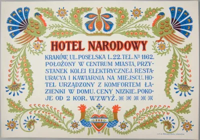Wywieszka Reklamowa Hotelu Narodowego W Krakowie