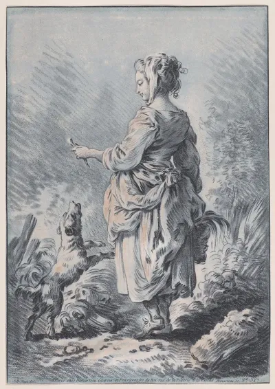 Young Woman With A Dog
