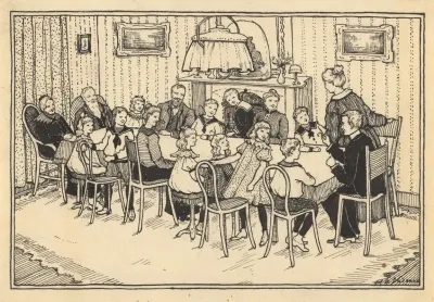 Zeventien Familieleden Om Een Tafel