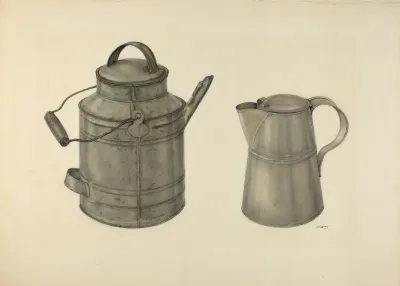 Zoar Tin Coffee Pot And Pail