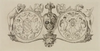 Zwei Medaillons Im Fayence Saal