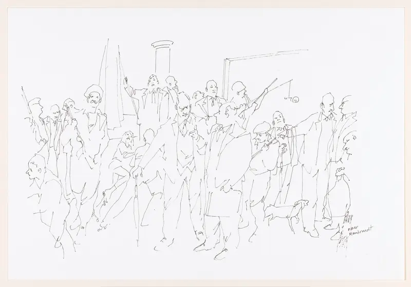 21ste-eeuwse interpretatie van Rembrandts Nachtwacht Wall Art by Unknown - High-Resolution Digital Print