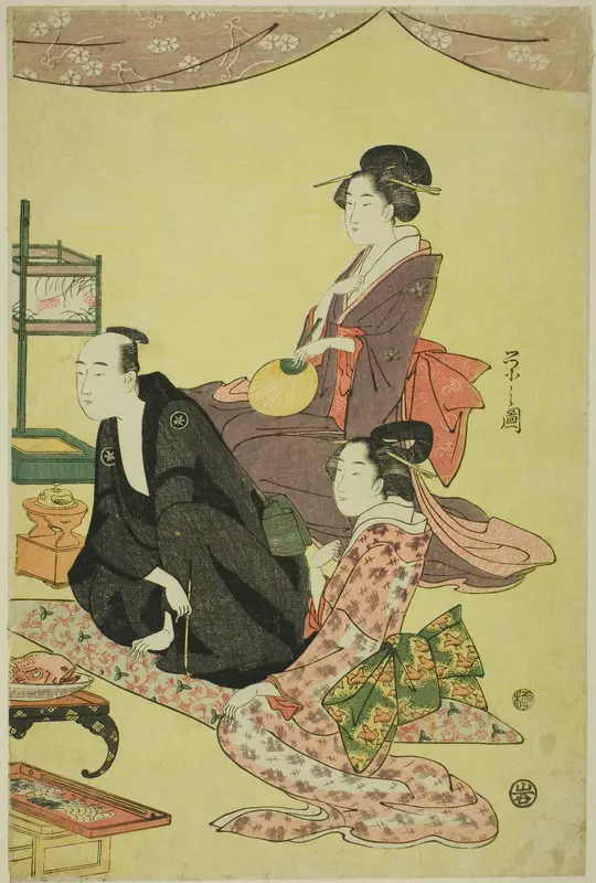A Banquet Scene Wall Art by Chôbunsai Eishi - High-Resolution Digital Print