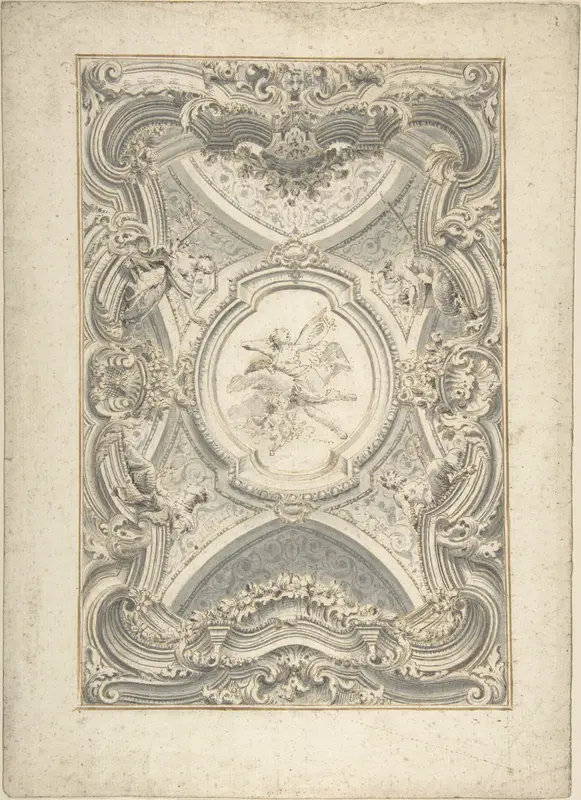 A Baroque Ceiling Wall Art by Anonymous, Italian, 18th century - High-Resolution Digital Print