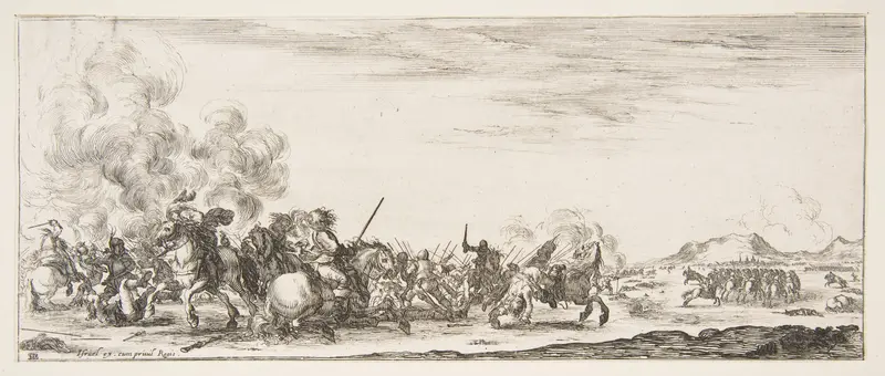 A battle on horseback, from "Peace and War" (Divers desseins tant pour la paix que pour la guerre) Wall Art by Stefano della Bella - High-Resolution Digital Print