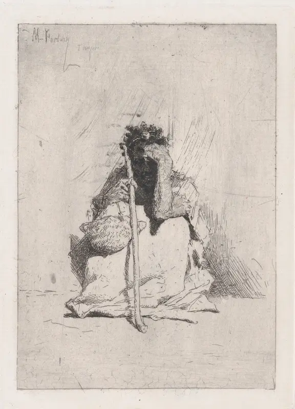 A beggar, seated on the ground holding a stick Wall Art by Mariano Fortuny, 1838–1874 - High-Resolution Digital Print