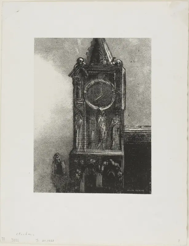 A Bell in the Tower Was Ringing the Hour, plate 4 from Edmond Picard's Le Jure Wall Art by Odilon Redon - High-Resolution Digital Print