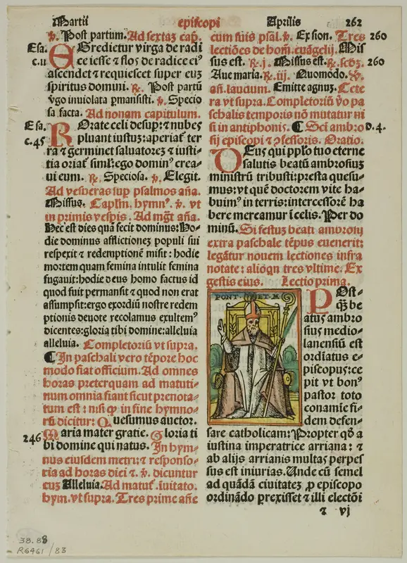 A Bishop from Breuiarium iuxta ritu predicatorum, plate 83 from Woodcuts from Books of the XVI Century Wall Art by Unknown artist - High-Resolution Digital Print