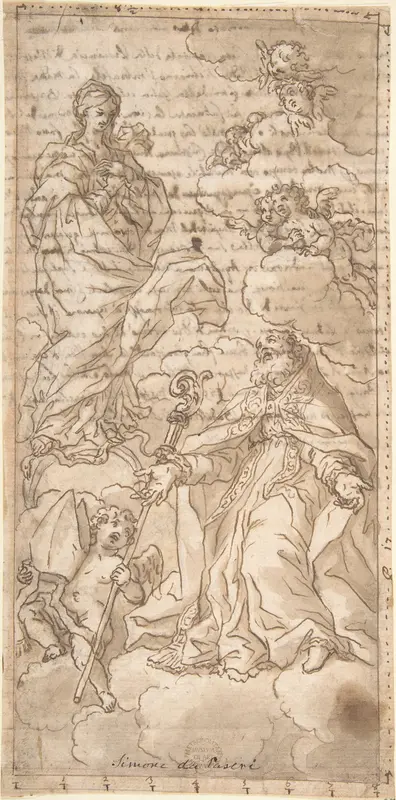 A Bishop in Ecstasy Wall Art by Anonymous, Italian, Roman-Bolognese, 17th century - High-Resolution Digital Print