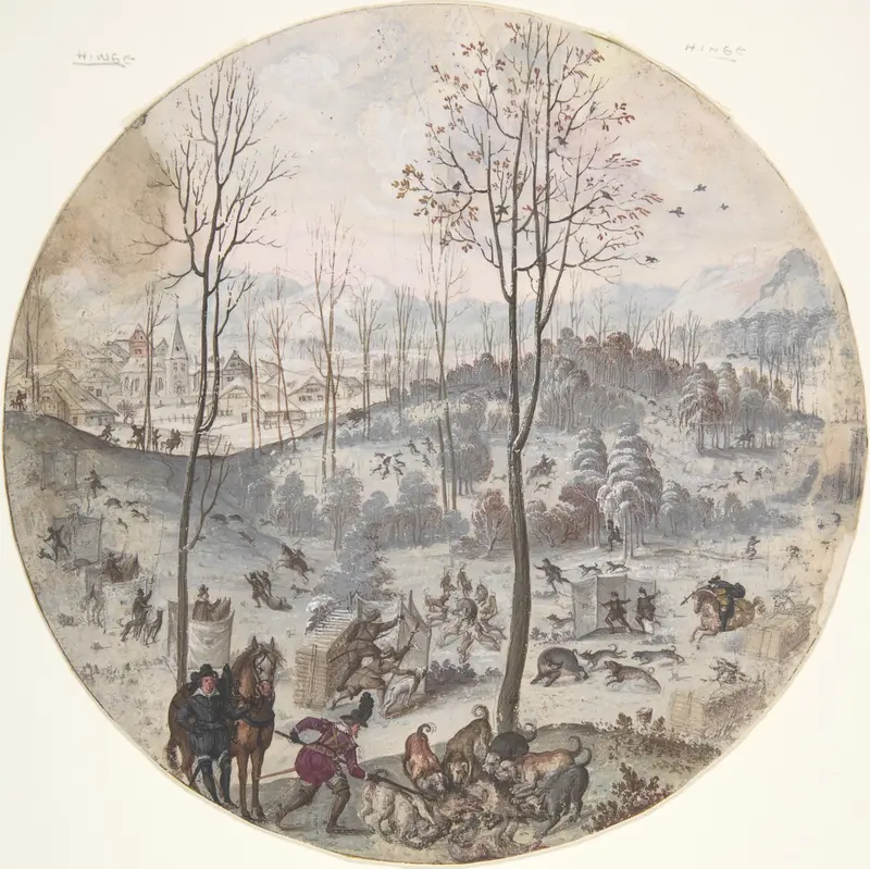 A Boar Hunt Wall Art by Anonymous, Flemish, 17th century - High-Resolution Digital Print