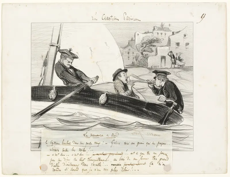 A Boat Maneuver, plate nine from Les Canotiers Parisiens