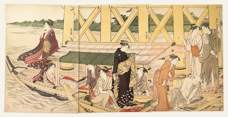 A Boating Party under Azuma Bridge