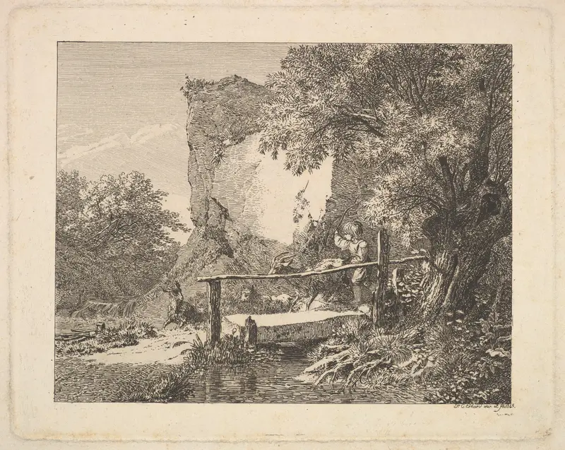 A Boy with Three Goats Wall Art by Johann Christoph Erhard - High-Resolution Digital Print