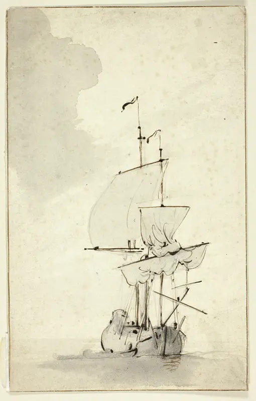 A Brig Wall Art by Willem van de Velde, II - High-Resolution Digital Print