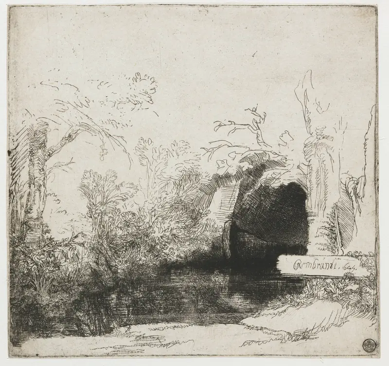 A Brook with a Grotto and a Boat (‘Het spelonkje’) Wall Art by Unknown - High-Resolution Digital Print