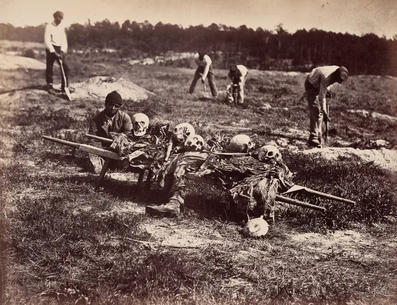 A Burial Party, Cold Harbor, Virginia, pl. 94 from the album "Gardner's Photographic Sketch Book of the War, Volume II" (1866)