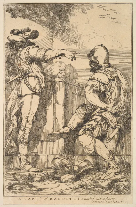 A Captain of Banditti Sending Out a Party, from "Fifteen Etchings Dedicated to Sir Joshua Reynolds" Wall Art by John Hamilton Mortimer - High-Resolution Digital Print