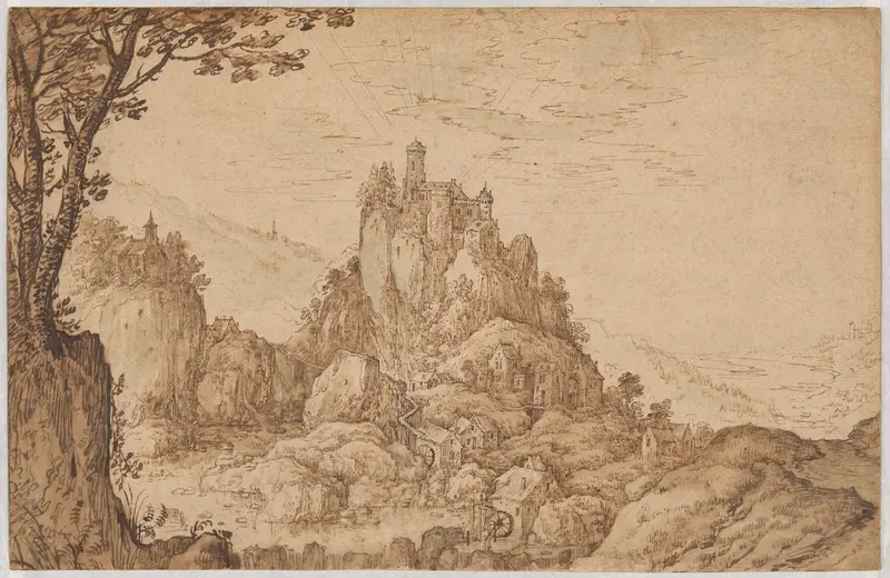 A Castle on a Crag in a Mountainous Landscape Wall Art by Joos de Momper, II - High-Resolution Digital Print